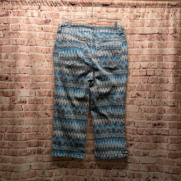 ❌Copy❌Masseys Blue/Black/White Patterned Pants Size 14 - Picture 9 of 13